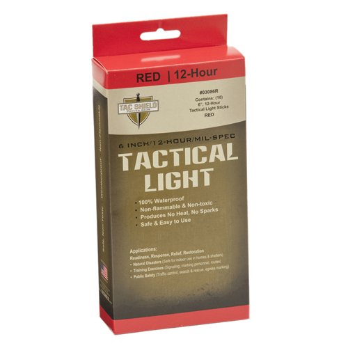 Tac Shield 6inch 12 Hour Light Stick,10 Pack- Red