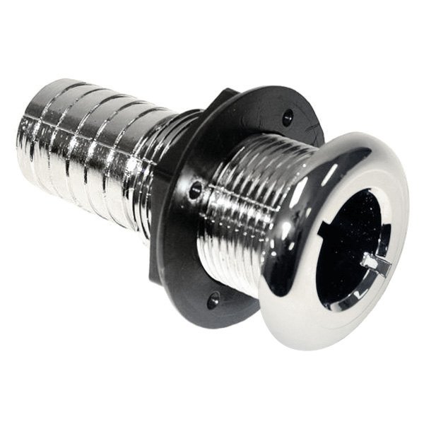 TH-1200CP-DP 1.12 in. Straight Barbed Thru-Hull Fitting, Chrome