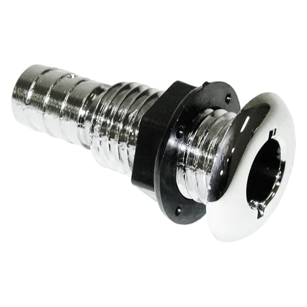 TH-750CP-DP 0.75 in. Straight Barbed Thru-Hull Fitting, Chrome