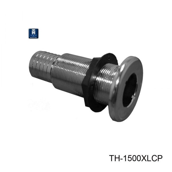 TH-1500XLCP-DP 0.5 in. Straight Barbed Extra Long Thru-Hull, Chrome Plated