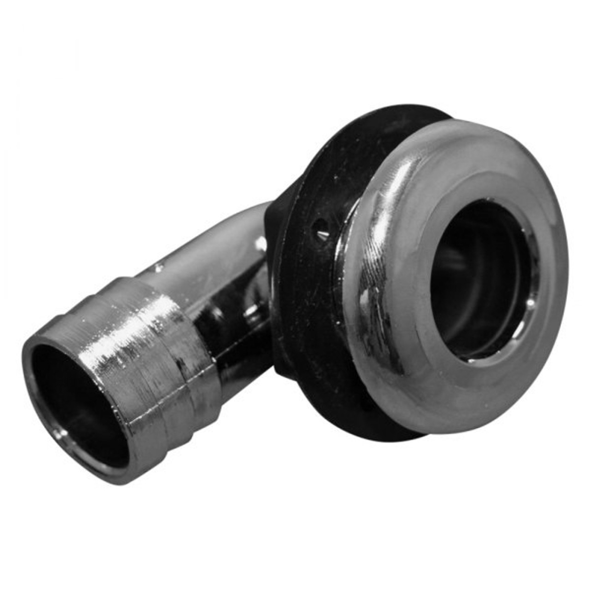 Chrome 90° Barbed Thru-Hull Fitting - 1.12 in. - Durable Plastic