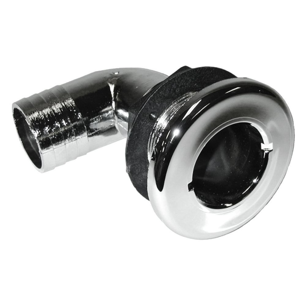 90-Degree Chrome Thru-Hull Fitting - 0.75 in. - Durable Plastic