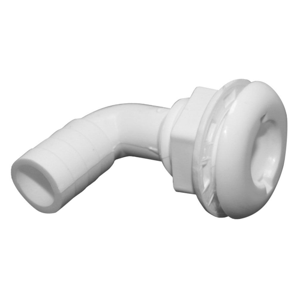 TH-7592-DP 0.75 in. 90 deg Barbed Thru-Hull Fitting, White