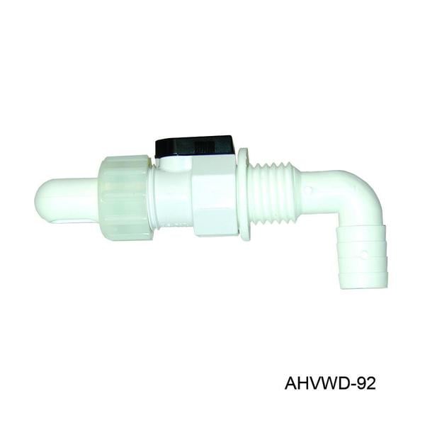 AHVWD-92-DP 0.75 in. Barbed 90 Degree Adjustable Aerator Head with Shut-Off Valve, White