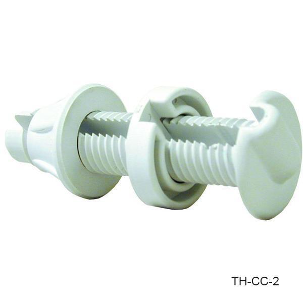 TH-CC-2-DP 0.75 in. Hole 0.25 in. Slot Straight Bulkhead Thru-Hull Fitting, White