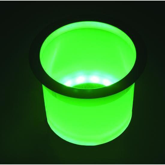 LED-LCH-G-DP LED Plastic Lighted Cup Holder with Stainless Steel Flange, Green