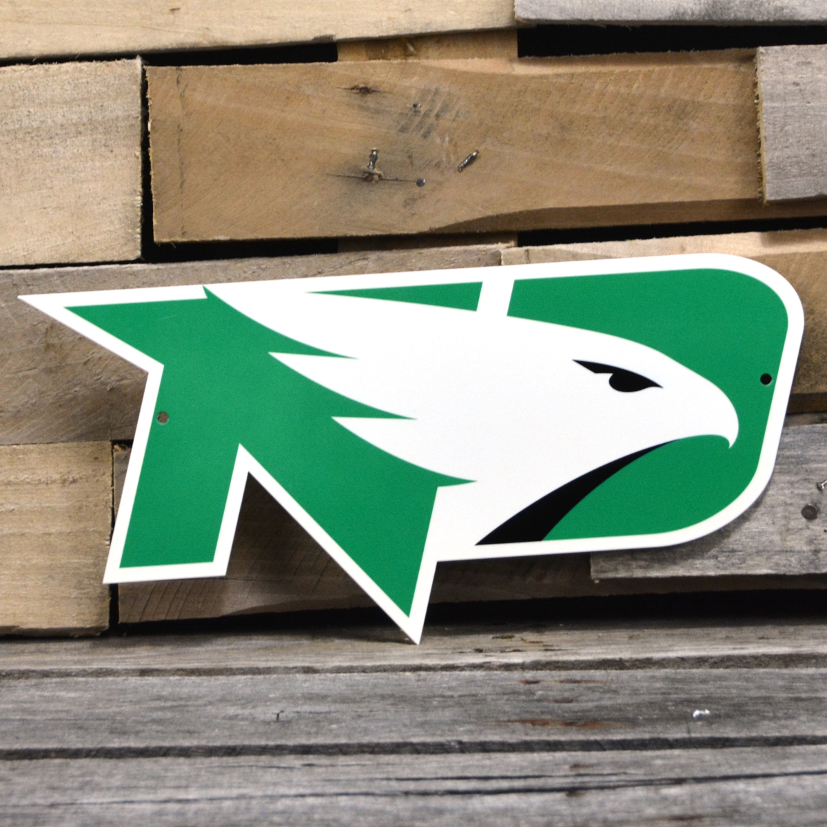 Picture of Authentic Street Signs 90068 12 in. North Dakota Fighting Hawks Steel Logo