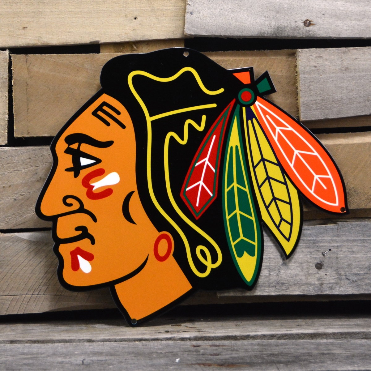 Picture of Authentic Street Signs 90205 12 in. Chicago Blackhawks Steel Logo