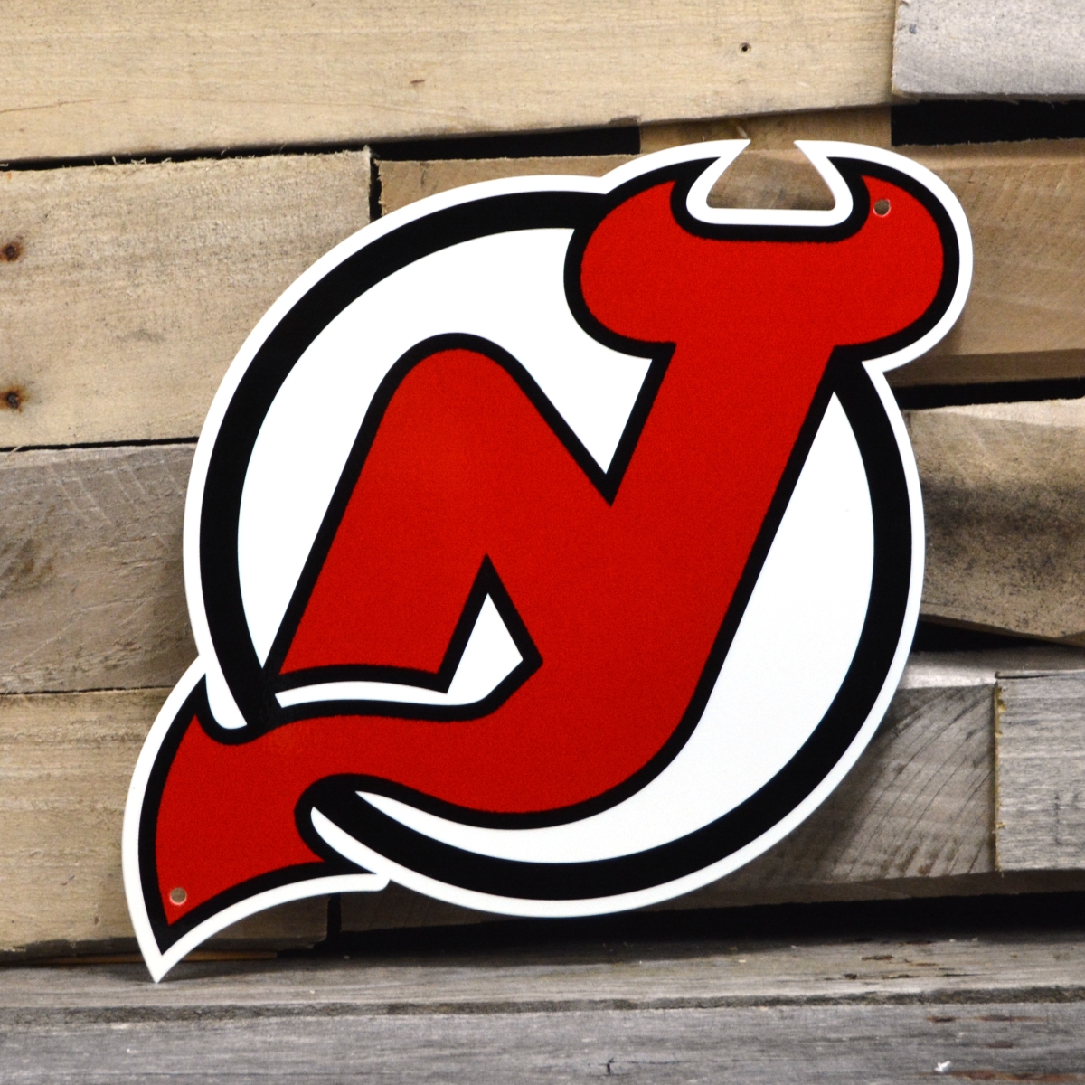 Picture of Authentic Street Signs 90216 12 in. New Jersey Devils Steel Logo
