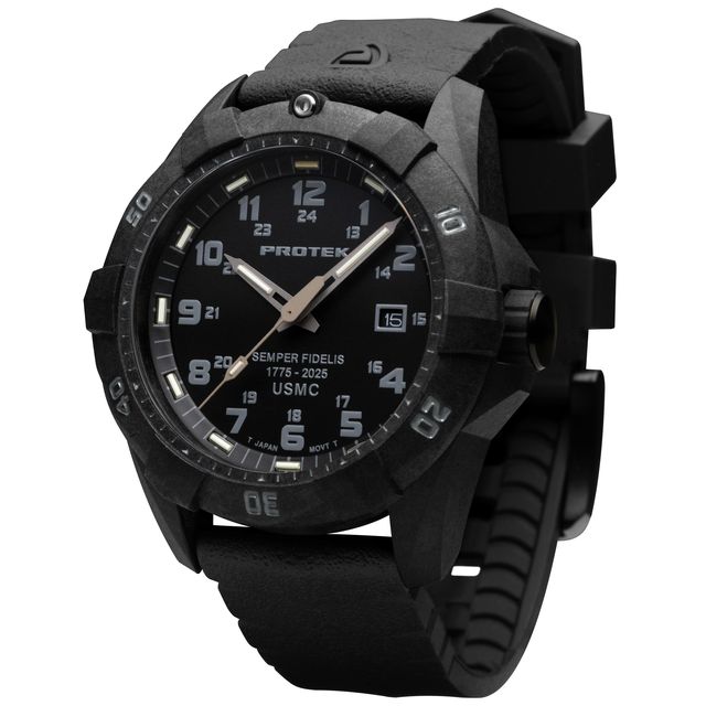 1011SF Dive 1010 Series USMC 250th Anniversary Carbon Composite Case Watch, Black Dial - Rubber Charcoal Strap
