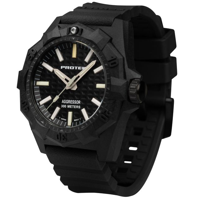 4001 Dive Aggressor 4000 Series Carbon Composite Case Watch - Black Dial - Rubber Charcoal Strap