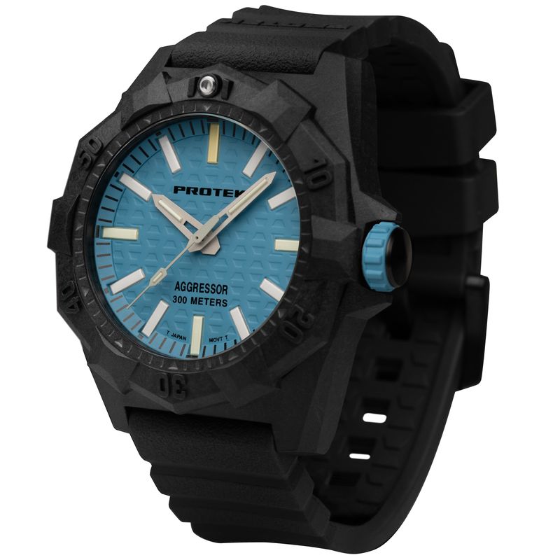 4003 Dive Aggressor 4000 Series Carbon Composite Case Watch - Blue Dial - Rubber Charcoal Strap
