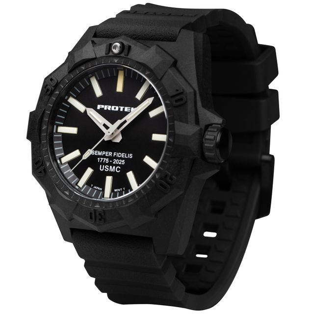 4101SF Dive Aggressor 4100 Series USMC 205th Anniversary Carbon Composite Case Watch - Black Dial - Rubber Charcoal Strap