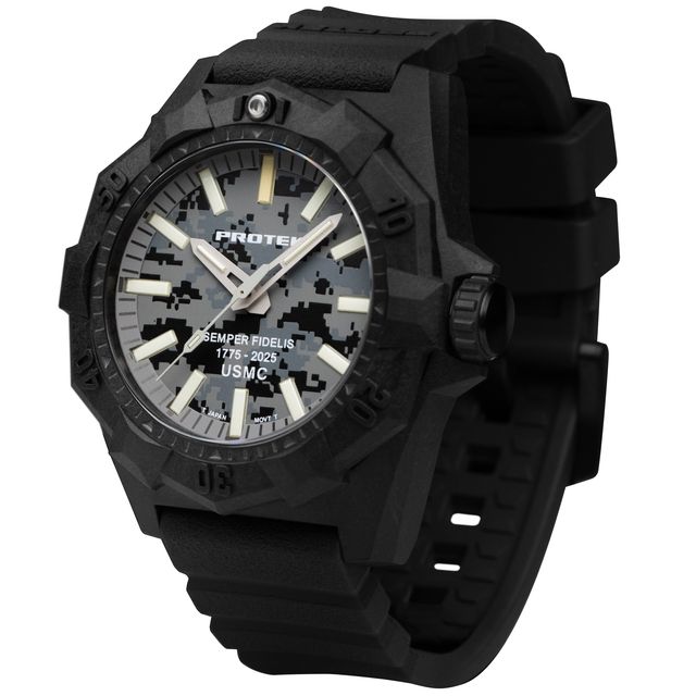 4109SFC Dive Aggressor 4100 Series USMC 205th Anniversary Carbon Composite Case Watch - Green Camo Dial - Rubber Charcoal Strap