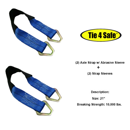 RT41A-21M18-BL-C-2 2 x 21 in. Axle Straps with Abrasive Sleeve & Delta Ring, Black - 2 Piece