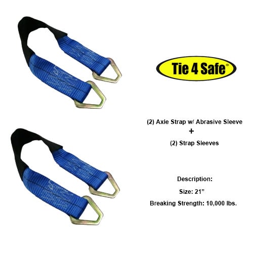 RT41A-72M18-BL-C-20 2 x 72 in. Axle Straps with Abrasive Sleeve & Delta Ring, Black - 20 Piece