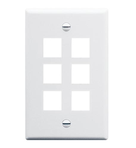 Picture of Teledynamics ICC-IC107LF6WH Faceplate - Oversized, 6-Port - White
