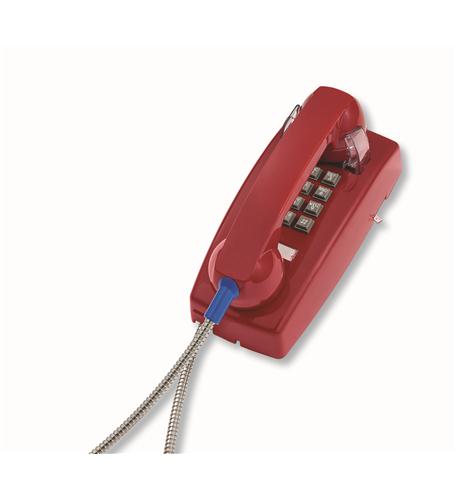 Picture of Teledynamics ITT-2554-ARC-RD Wall Phone with armored Cord - Red