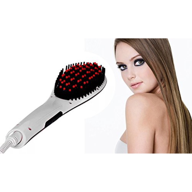 Picture of Dr Pillow BK1897-WHT RC Electric Straightening Ceramic Hair Brush&#44; White
