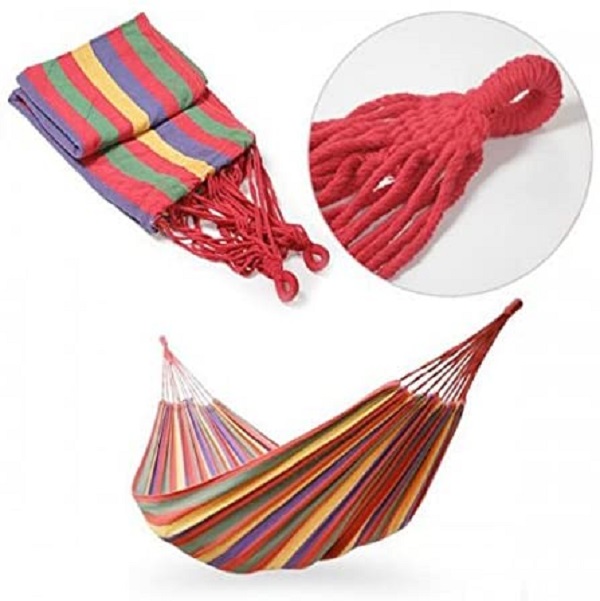 BKHMK-BS Cotton Designer Outdoor Camping & Sleeping Rainbow Hammock, Multi Color