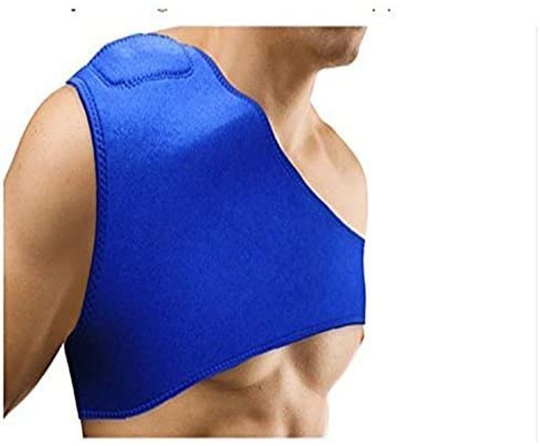 Picture of Dr Pillow BK0913-blue RemedyHealth Unisex Sports Compression Brace Strap Wrap Belt for Rotator Cuff Injury Prevention & Recovery&#44; Blue