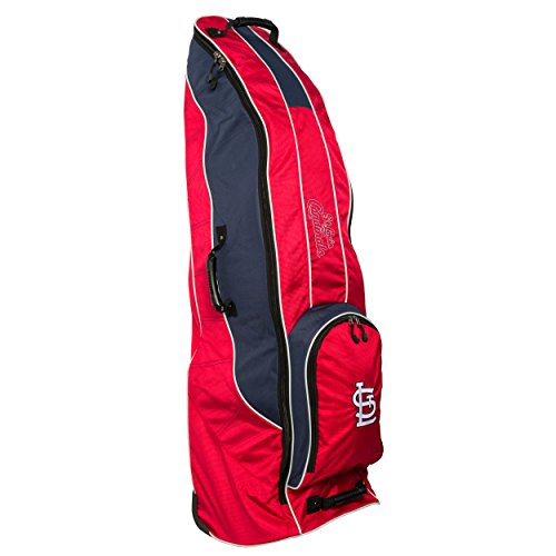 Team Golf MLB St Louis Cardinals Golf Travel Bag Travel Golf Bag, High-Impact Plastic Wheelbase, Smooth & Quite Transport, Includes Built-in Shoe Bag, Internal Padding, & ID Card Holder
