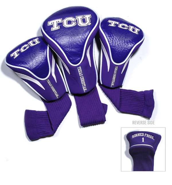 25394 Texas Christian University Horned Frogs Golf 3 Pack Contour Headcover, Pack of 3