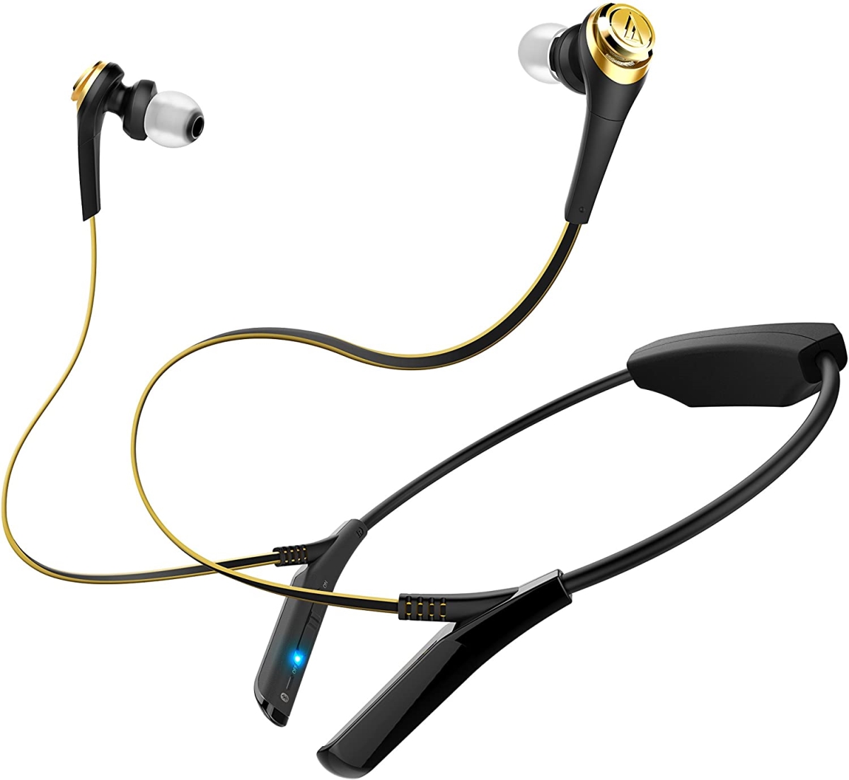 Picture of Audio-Technica AUDIO-TECHNICA-ATH-CKS550BTBGD-2-NM Bluetooth Solid Bass Wireless Earbuds with Microphone & Control&#44; Black & Gold