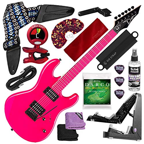 Picture of Dean DEAN-CZONE-FLP-D-KIT2726-NFBA 2 Humbuckers Solid Body Electric Guitar with Guitar Stand&#44; Florescent Pink
