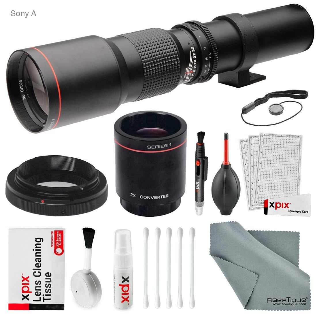 Picture of Sony 500MM-LENS-SONY-A-BK-KIT291-NFBA 500 & 1000 mm Super-Powered f-8.0 Manual Telephoto Lens with 2x Professional Multiplier&#44; Black