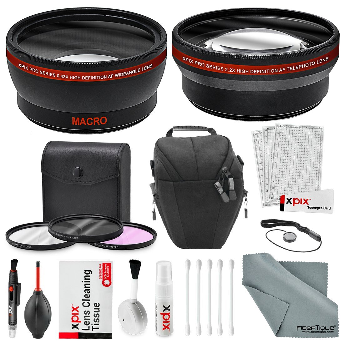 Picture of Xpix XPIX-BASIC-ACCESSORY-KIT308-NFBA 58 mm HD 2.2x Telephoto & 0.43x Wide Angle Lens with & Travel Bag for Canon Rebel