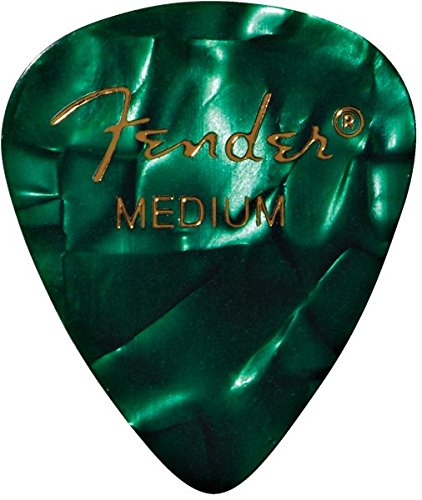 Picture of Fender FENDER-1980351871-NM 351 Shape Green Moto Medium Classic Celluloid Pick for Electric Guitar - Pack of 12