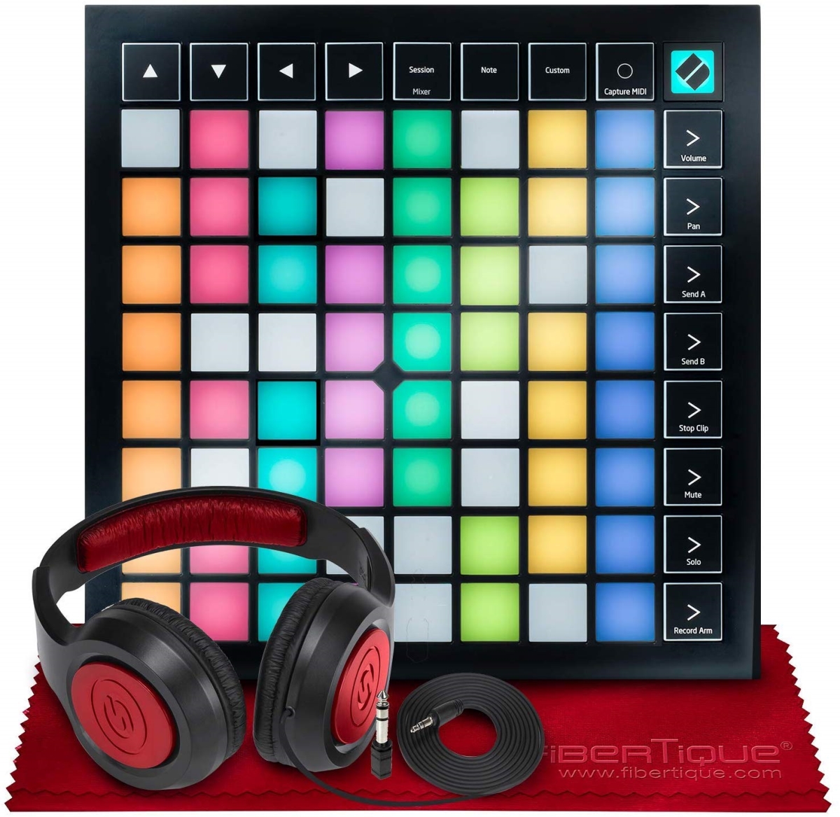 Picture of Novation NOVATION-LAUNCHPAD-X-B-KIT3968-NFBA X Ableton Live 8 x 8 64 Backlit RGB Pads Grid Controller with SR360 Over-Ear Dynamic Stereo Headphone