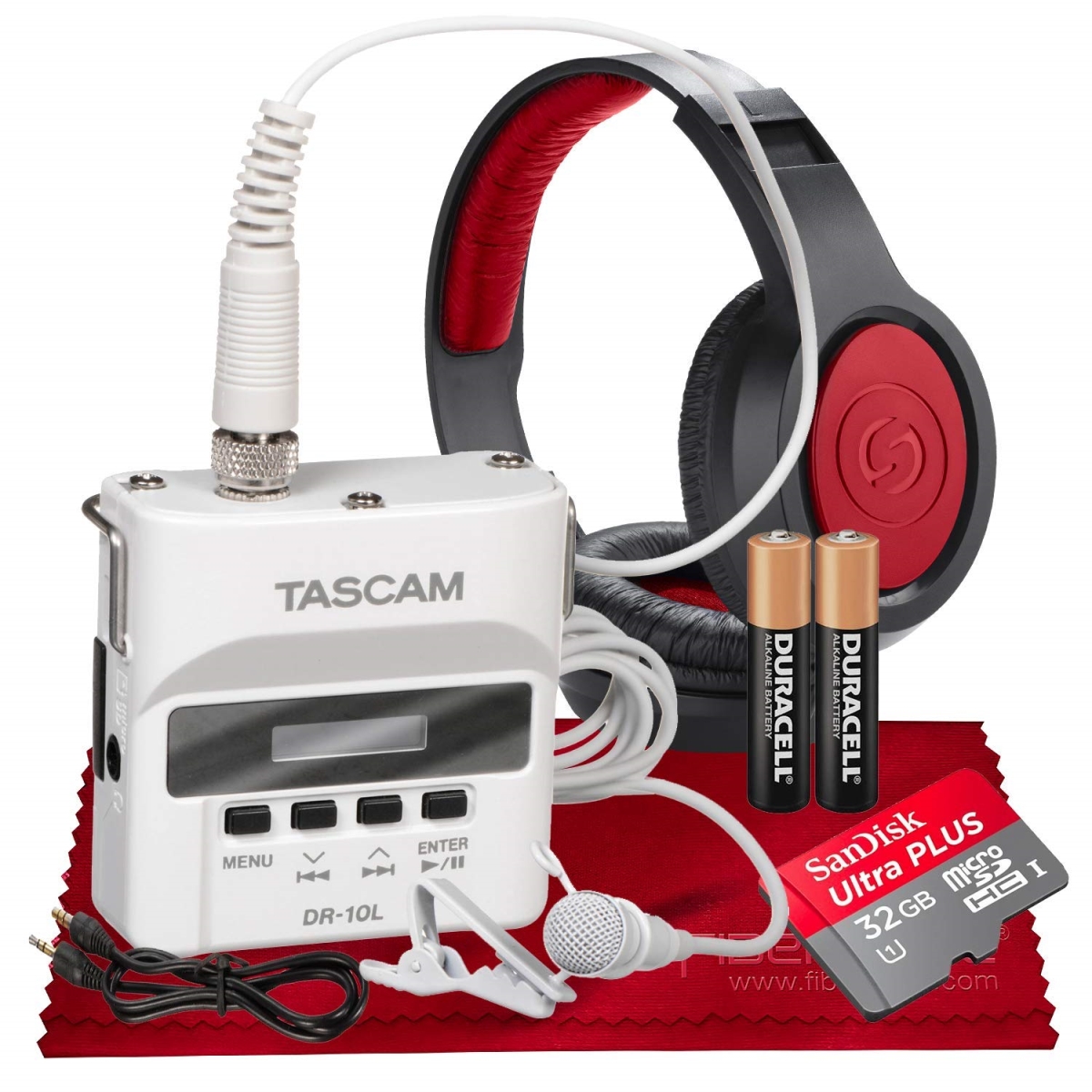 Picture of Tascam TASCAM-DR-10LW-B-KIT2300-NFBA DR-10LW Portable Digital Recorder with Lavalier Mic & 32 GB Card&#44; White