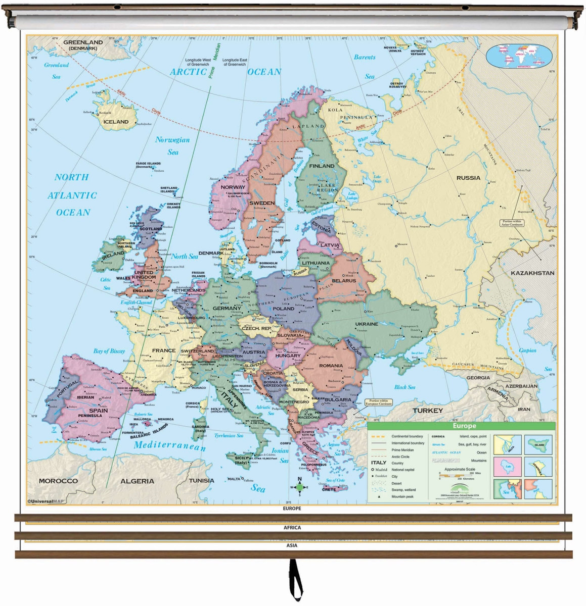 911101832001-54x59-BB3 54 x 59 in. 3-Map Eastern Hemisphere Essential Wall Map Set - BB3