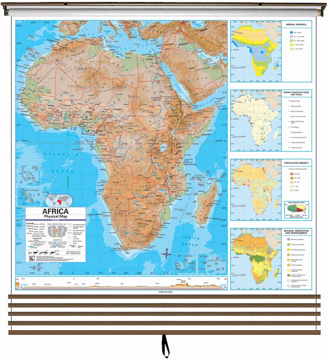 921100511001-63x59-BB5 63 x 59 in. 5-Map Advanced Physical Continent Wall Map Set - BB5