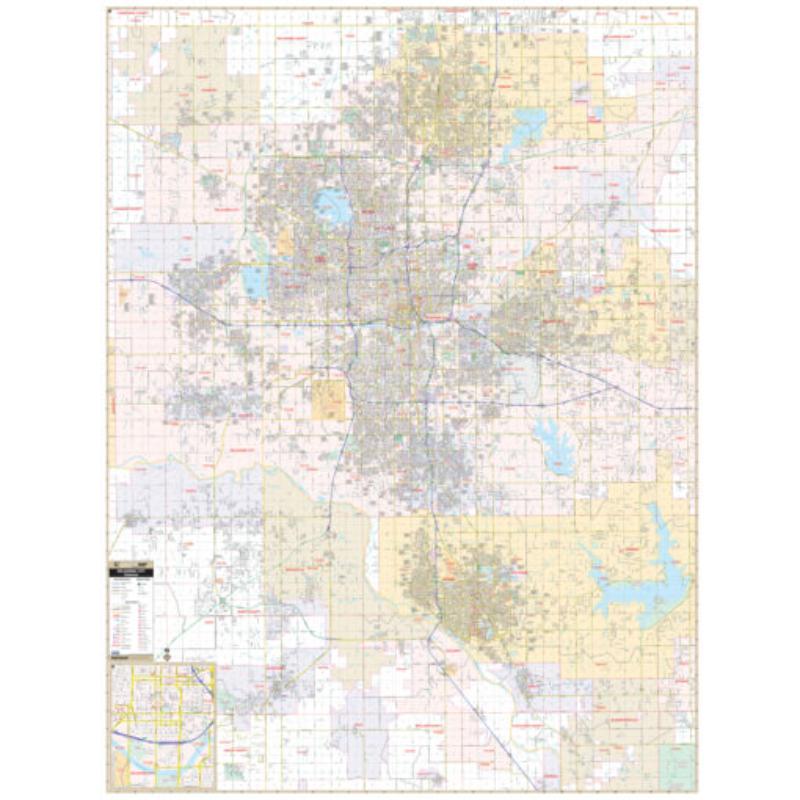 KA-C-OK-OKLAHOMACITY-springroller-sr Oklahoma City, OK Wall Map, Laminated - Spring Roller - Published 2015 - 57 x 75.25 in.