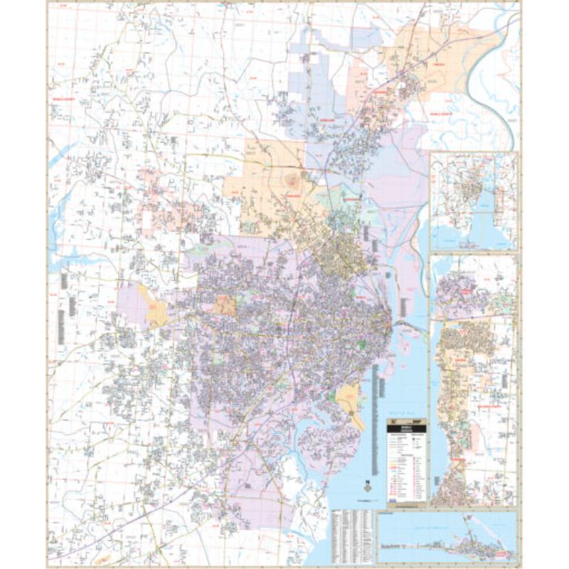 KA-C-AL-MOBILE-springroller-sr Mobile, AL Wall Map, Laminated - Spring Roller - Published 2014 - 52.5 x 58.5 in.