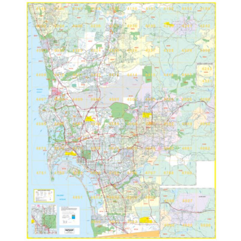 KA-C-CA-SANDIEGOSOUTH-springroller-sr Southern San Diego County Wall Map, Laminated - Spring Roller - 57 x 71 in.
