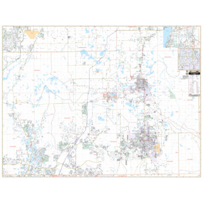 KA-C-FL-PASCOEAST-lam-rails-black Eastern Pasco County, FL Wall Map, Laminated with Rails - Black Molding - 74 x 57 in.