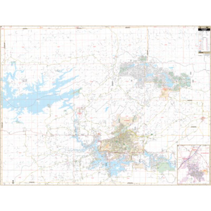 KA-C-AR-HOTSPRINGS-lam-rails-walnut Hot Springs & Garland County, AR Wall Map, Laminated with Rails - Walnut Molding - 71 x 54 in.