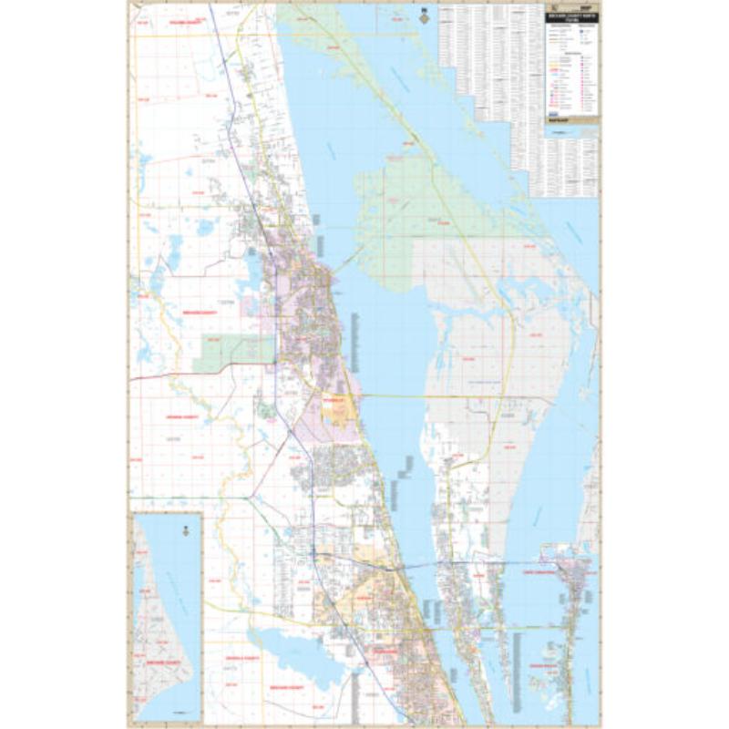KA-C-FL-BREVARDNORTH-springroller-sr North Brevard County, FL Wall Map, Laminated - Spring Roller - Published 2013 - 52 x 78.5 in.