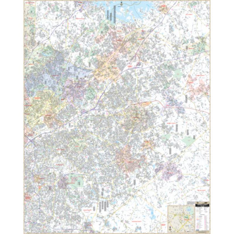 KA-C-GA-GWINNETT-springroller-sr Gwinnett County, GA Wall Map, Laminated - Spring Roller - Published 2013 - 57 x 71 in.