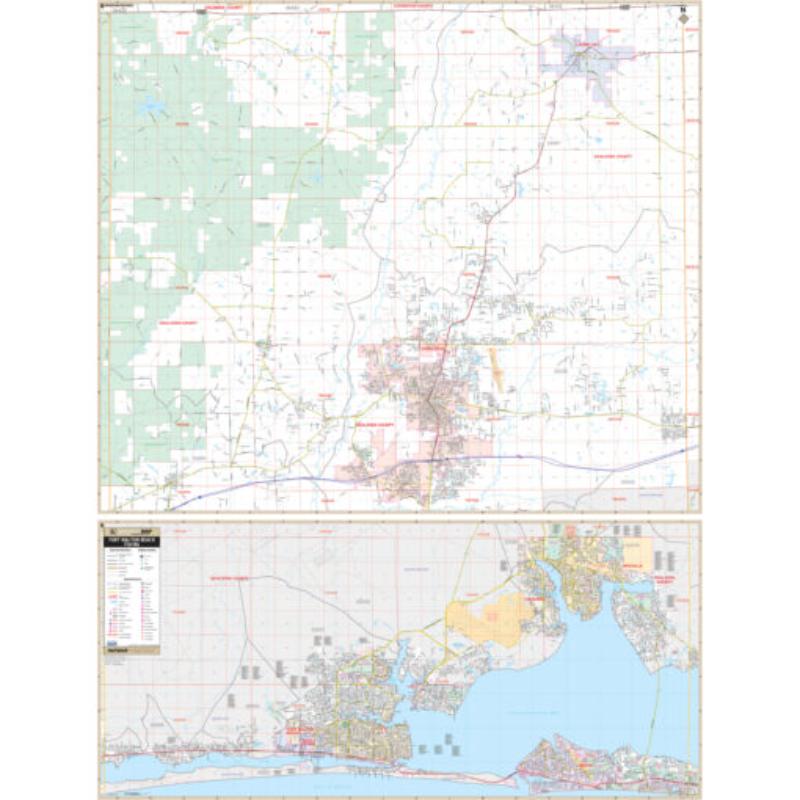 KA-C-FL-FORTWALTON-springroller-sr Fort Walton Beach, FL Wall Map, Laminated - Spring Roller - Published 2006 - 46 x 60 in.