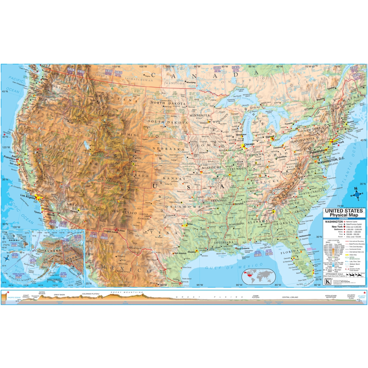 Picture of The Map Shop KA-COMBO-2-USW-ADV-PHYS-sr2 United States & World Advanced Physical Spring Roller Set - 63 x 54 in. Full Height