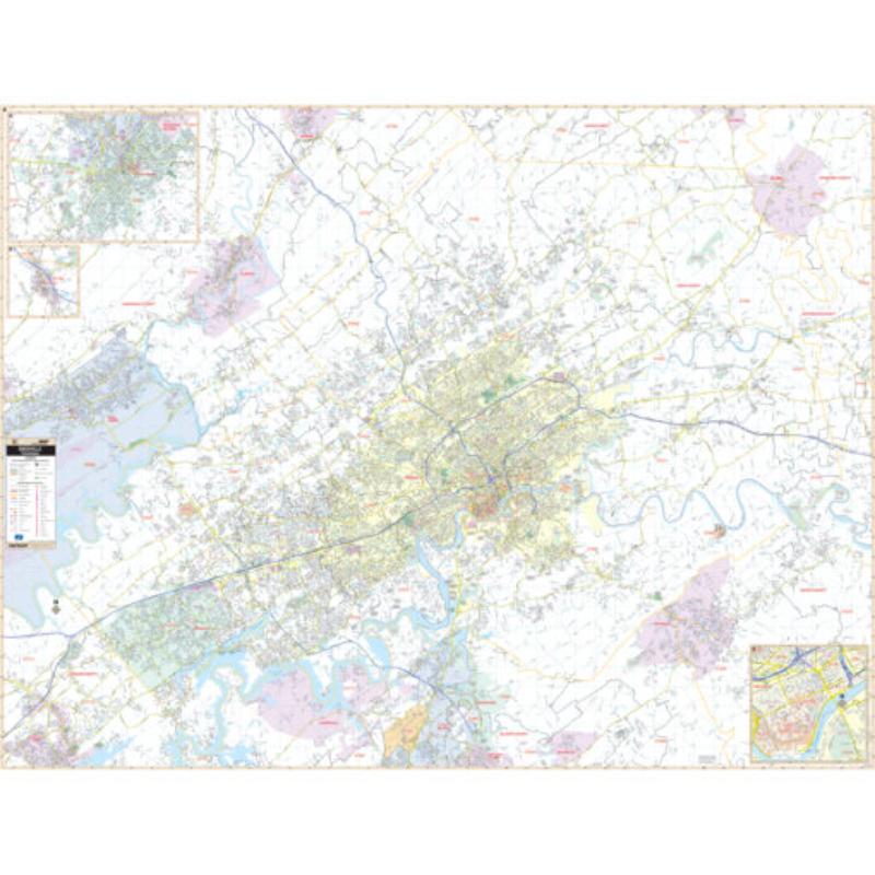KA-C-TN-KNOXVILLE-springroller-sr Knoxville, TN Wall Map, Laminated - Spring Roller - Published 2009 - 73 x 56 in.