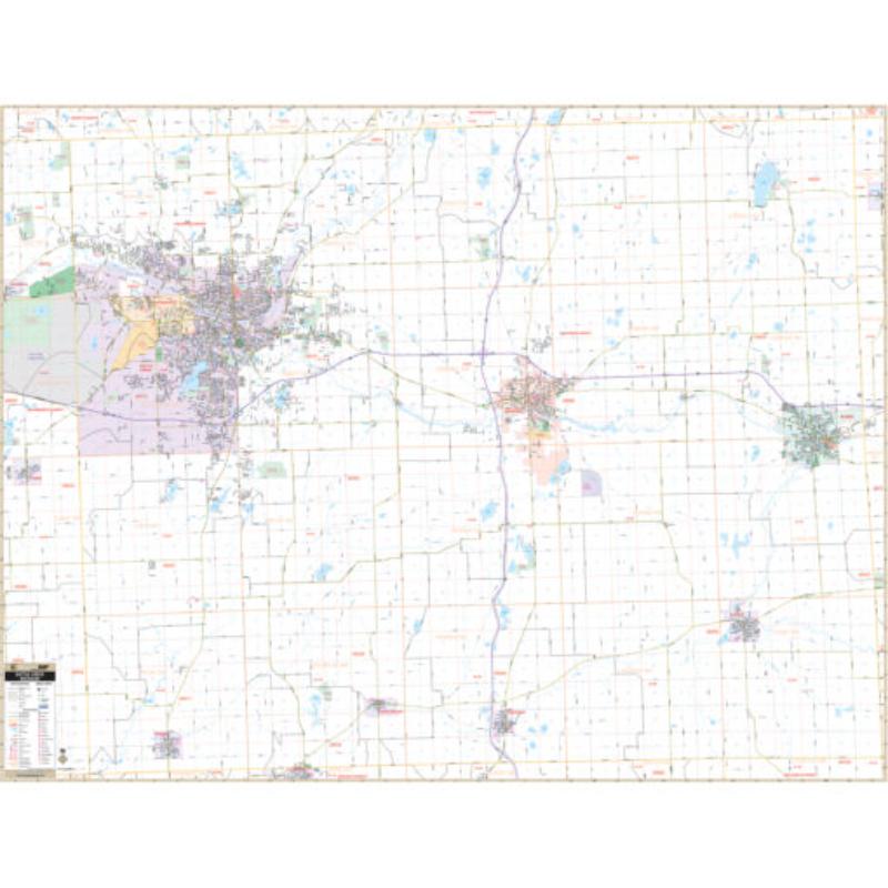 KA-C-MI-BATTLECREEK-springroller-sr Battle Creek & Calhoun County, MI. Wall Map, Laminated - Spring Roller - Published 2016 - 74 x 57 in.