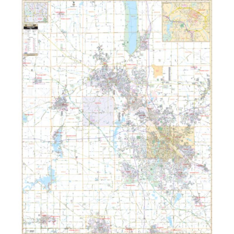 KA-C-OH-YOUNGSTOWN-lam-rails-black Youngstown, OH Wall Map, Laminated with Rails - Black Molding - 57 x 69.75 in.