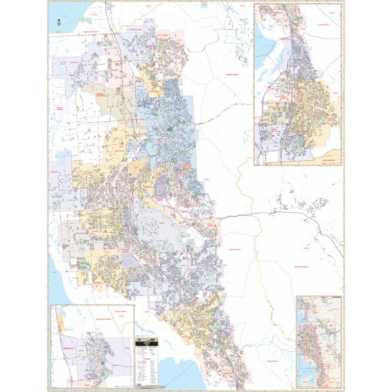 KA-C-UT-OGDEN-lam-rails-black Ogden, UT Wall Map, Laminated with Rails - Black Molding - 57 x 74.5 in.