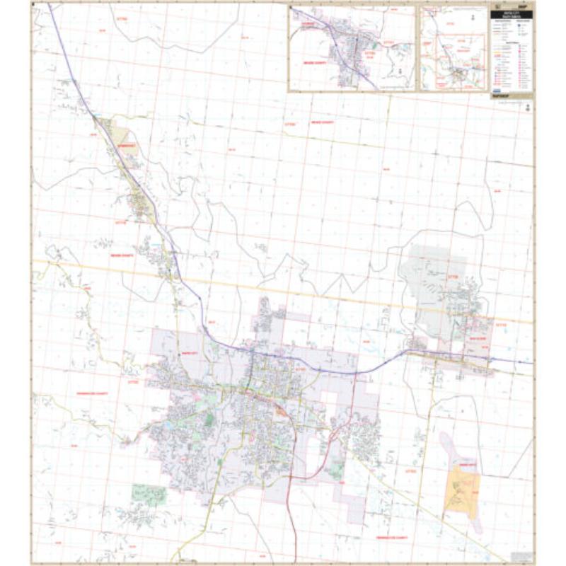 KA-C-SD-RAPIDCITY-springroller-sr Rapid City, South Dakota Wall Map, Laminated - Spring Roller - Published 2014 - 54 x 60 in.
